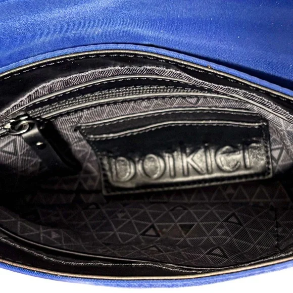 NEW - Botkier Cobalt Blue Nylon Crossbody Bag Chrome Accents & Adjustable Strap - Picture 5 of 8